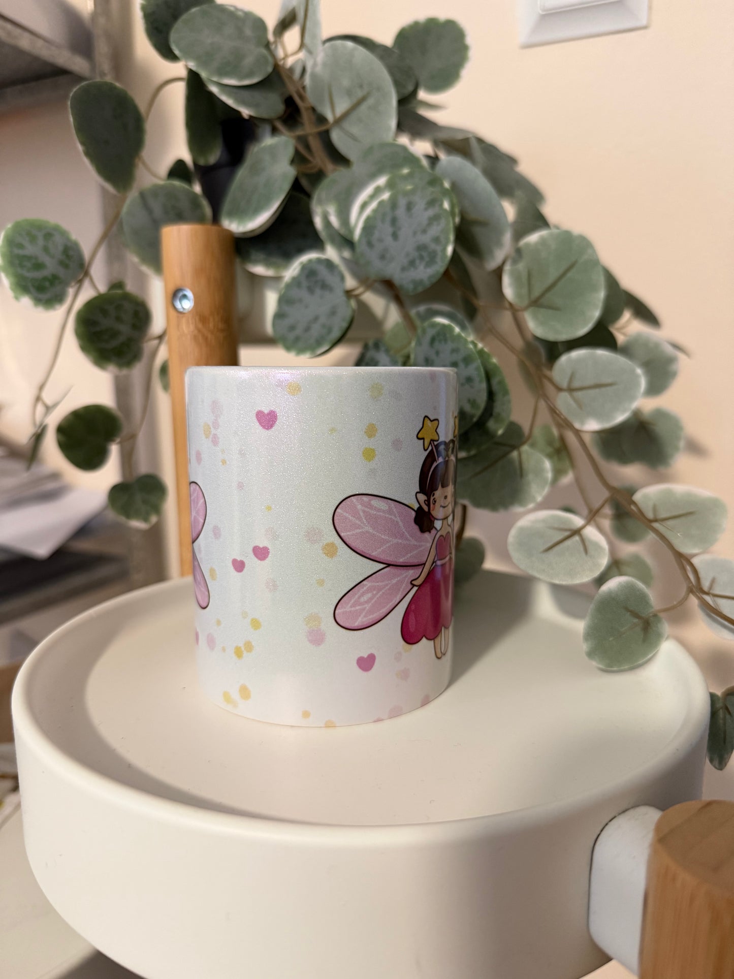 Tasse Glitzer Fee pink
