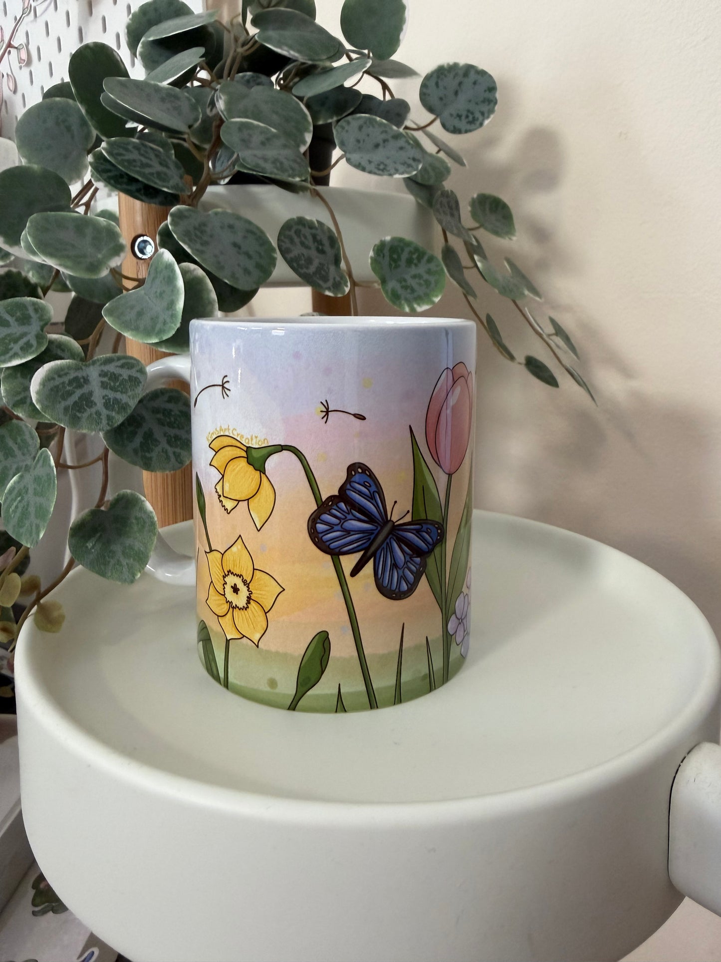 Tasse Blumenwiese Frühling Sonnenaufgang