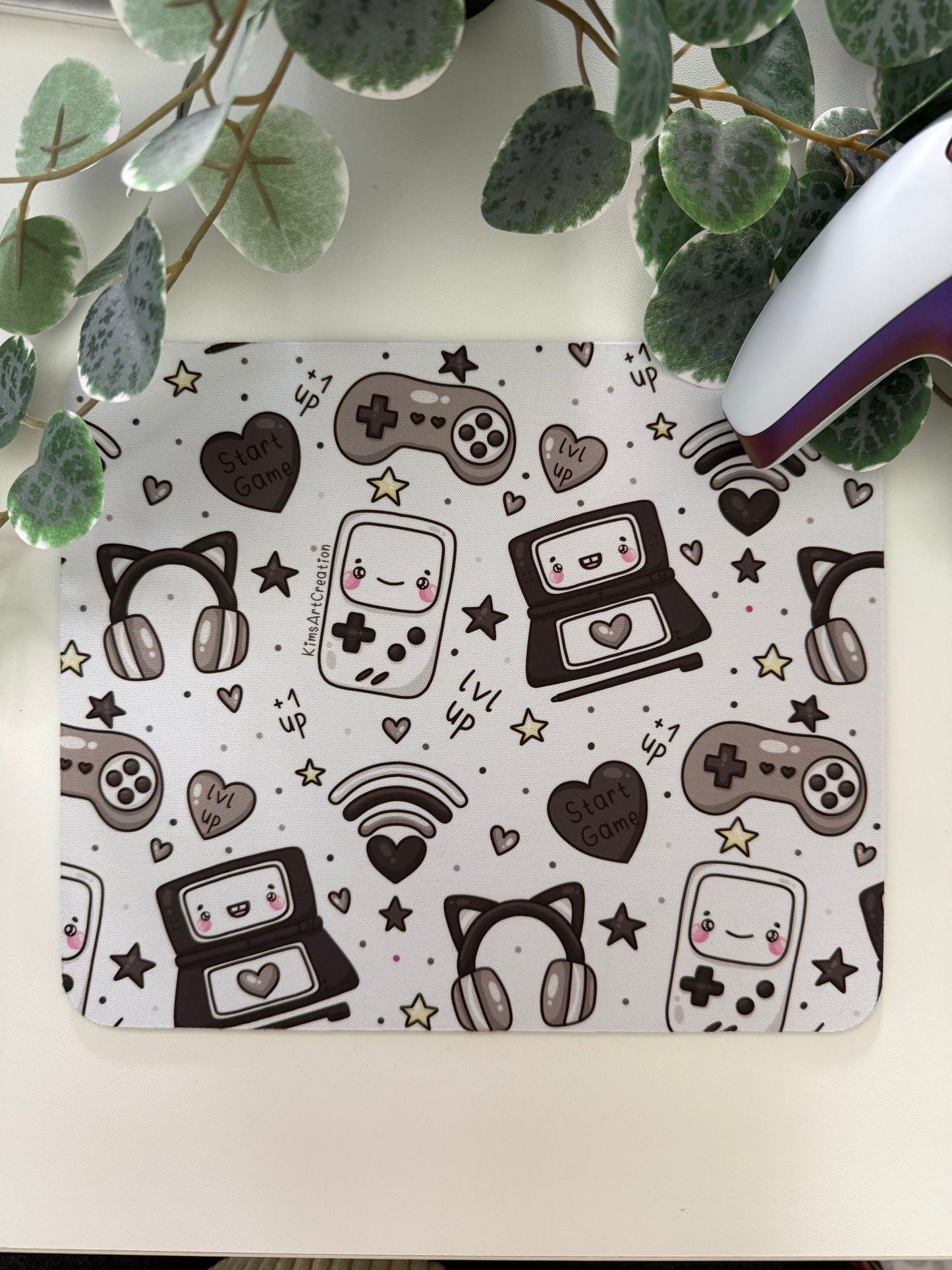 Mauspad schwarz weiß kawaii Gaming
