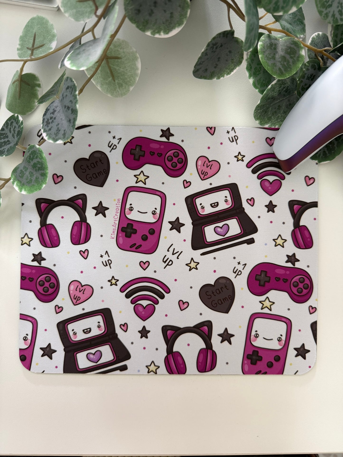 Mauspad pink schwarz kawaii Gaming