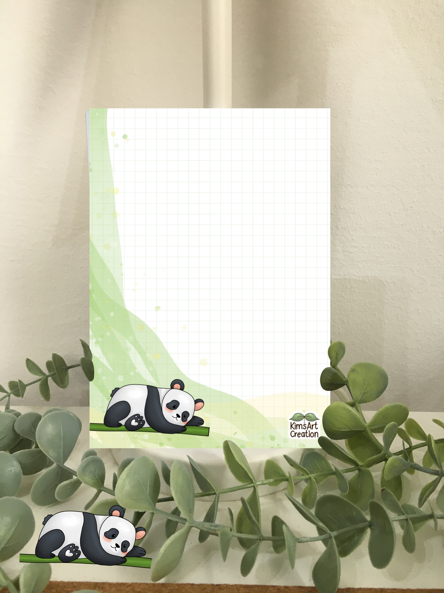 Notizblock Panda kawaii grün