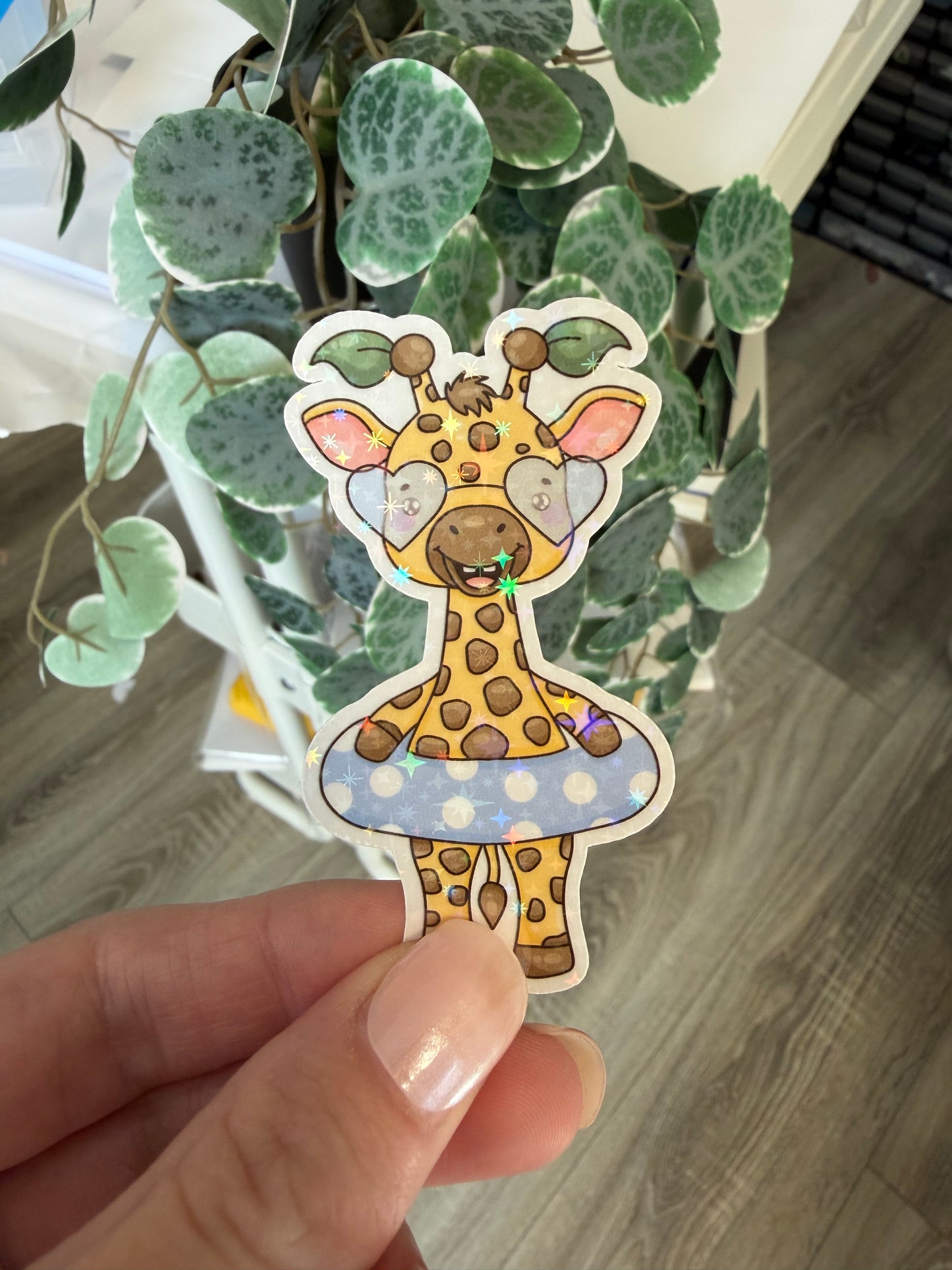 Sticker Giraffe Schwimmring Sommer Lesezeichen