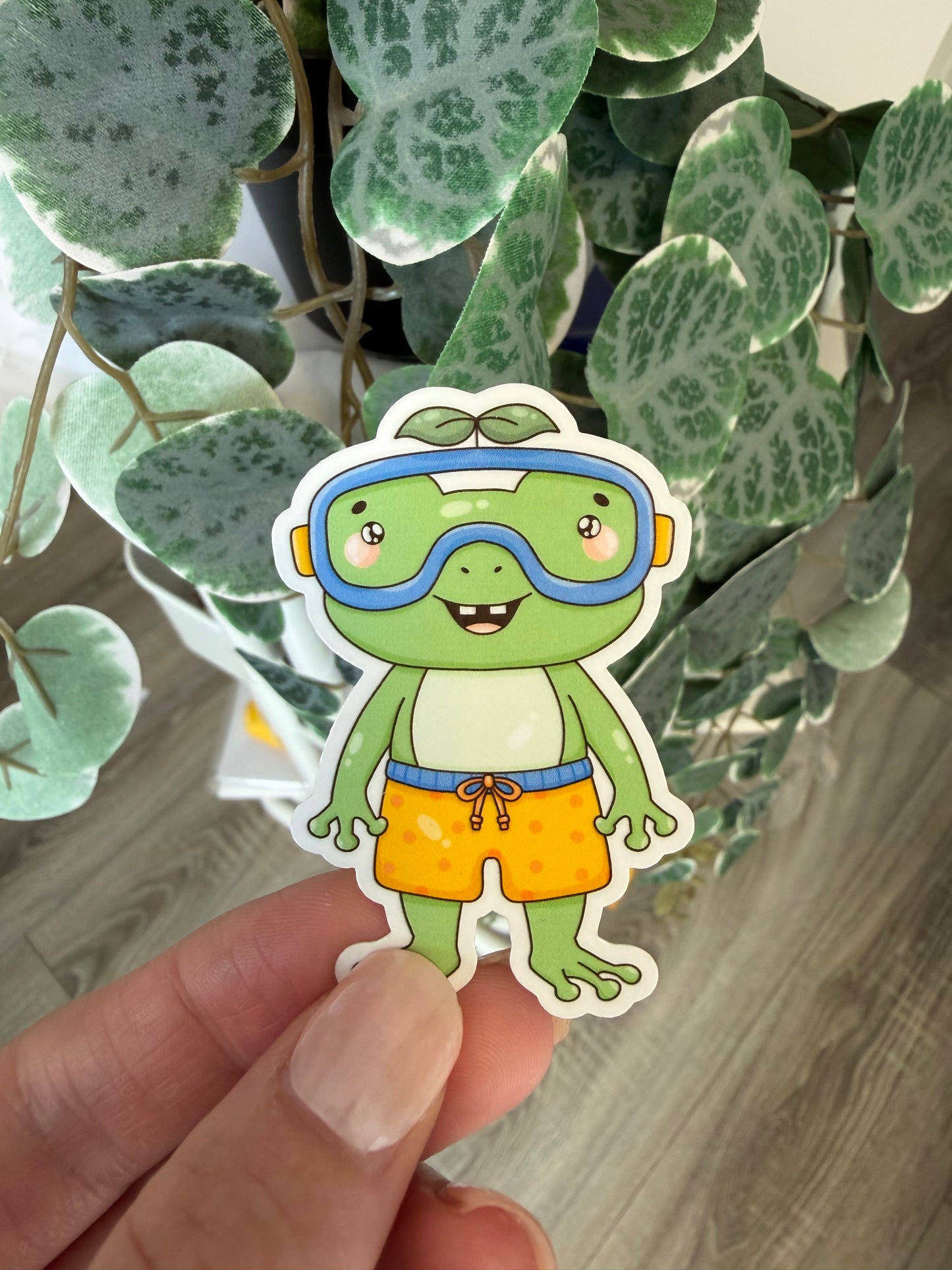 Sticker Frosch Badehose Sommer kawaii Lesezeichen