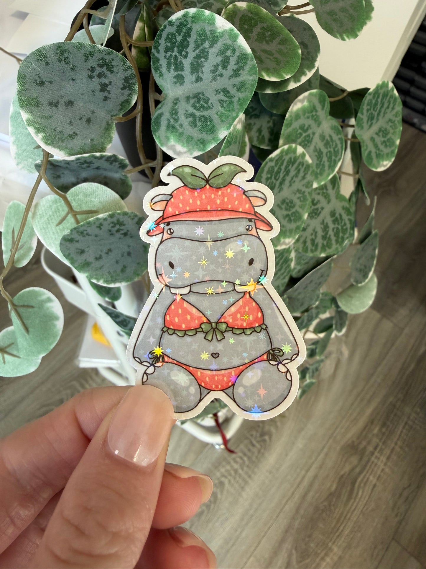 Sticker Nilpferd Bikini Sommer kawaii Lesezeichen