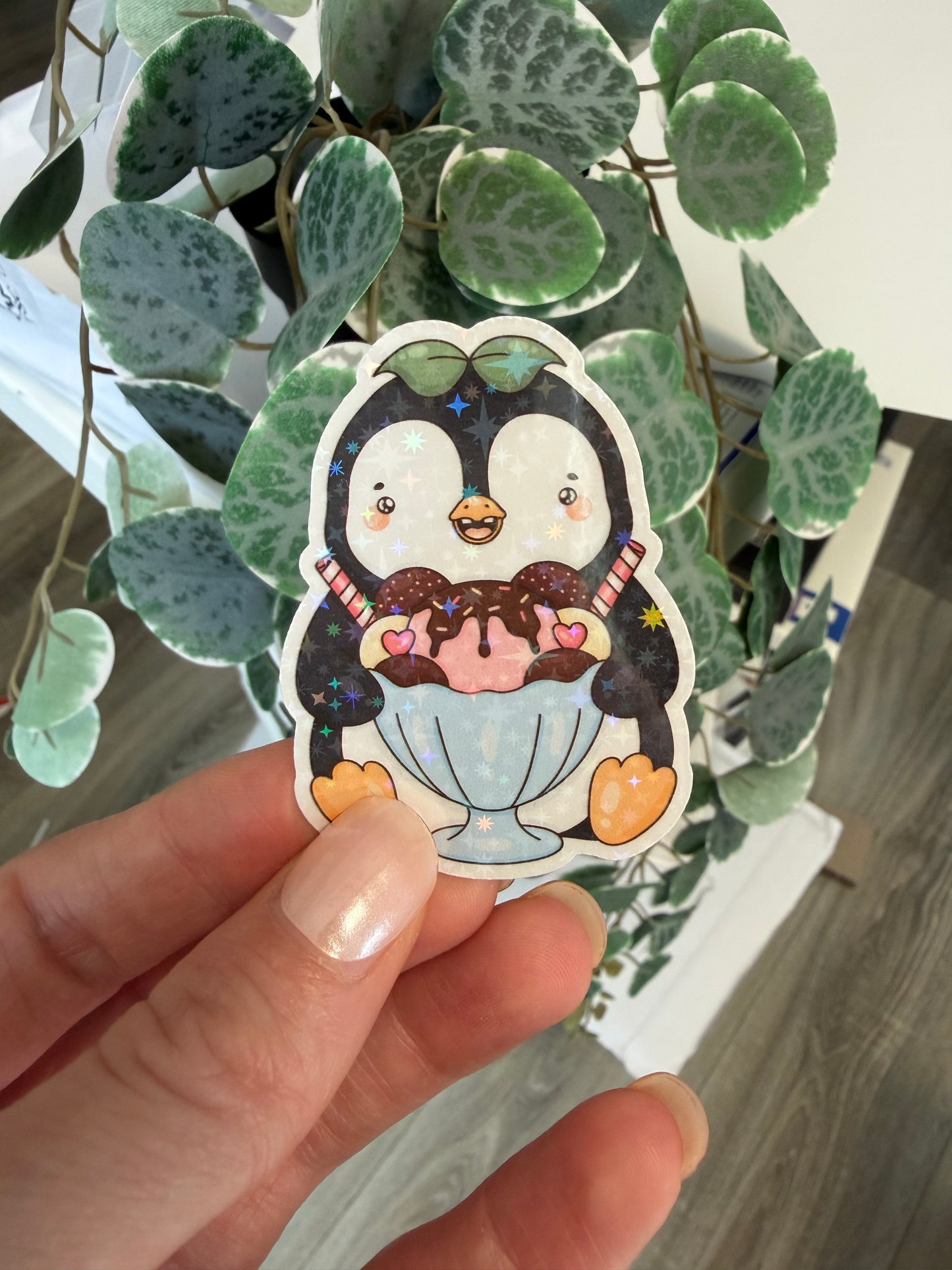 Sticker Pinguin Eis Sommer kawaii Lesezeichen