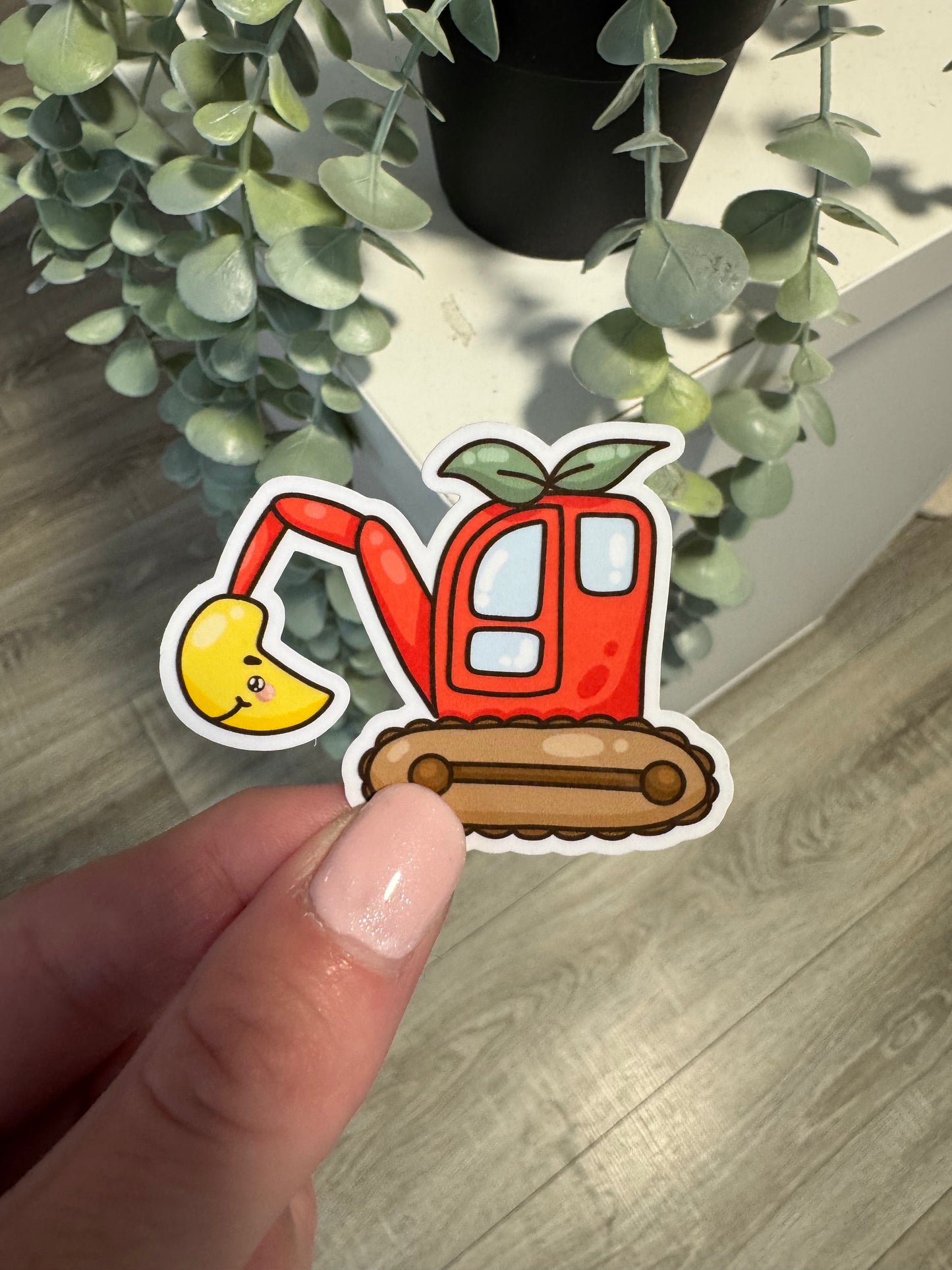 Sticker Baustellenfahrzeuge kawaii Bagger, Kipplaster, Hütchen und Zementmischer