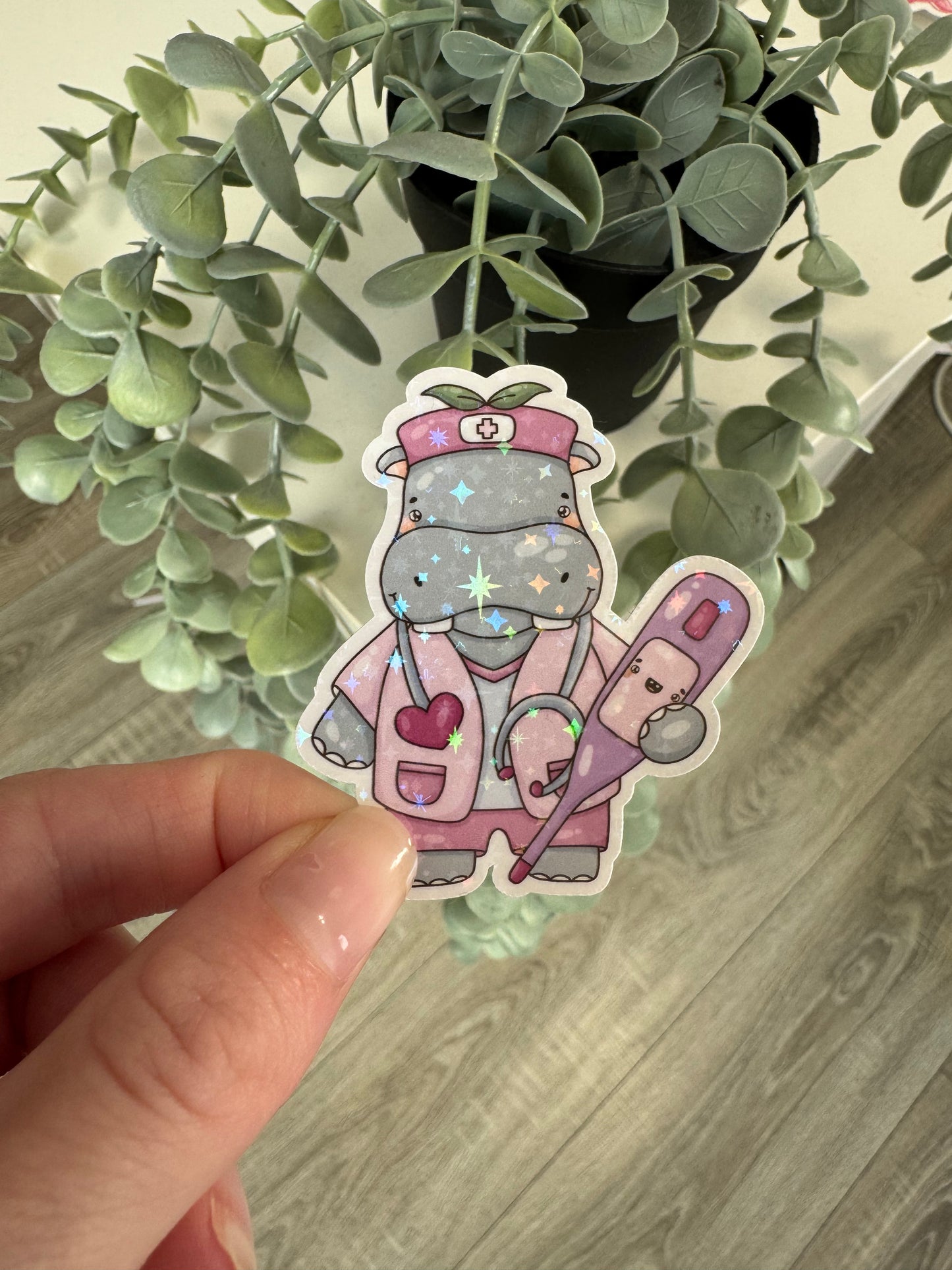 Sticker Nilpferd Krankenschwester kawaii