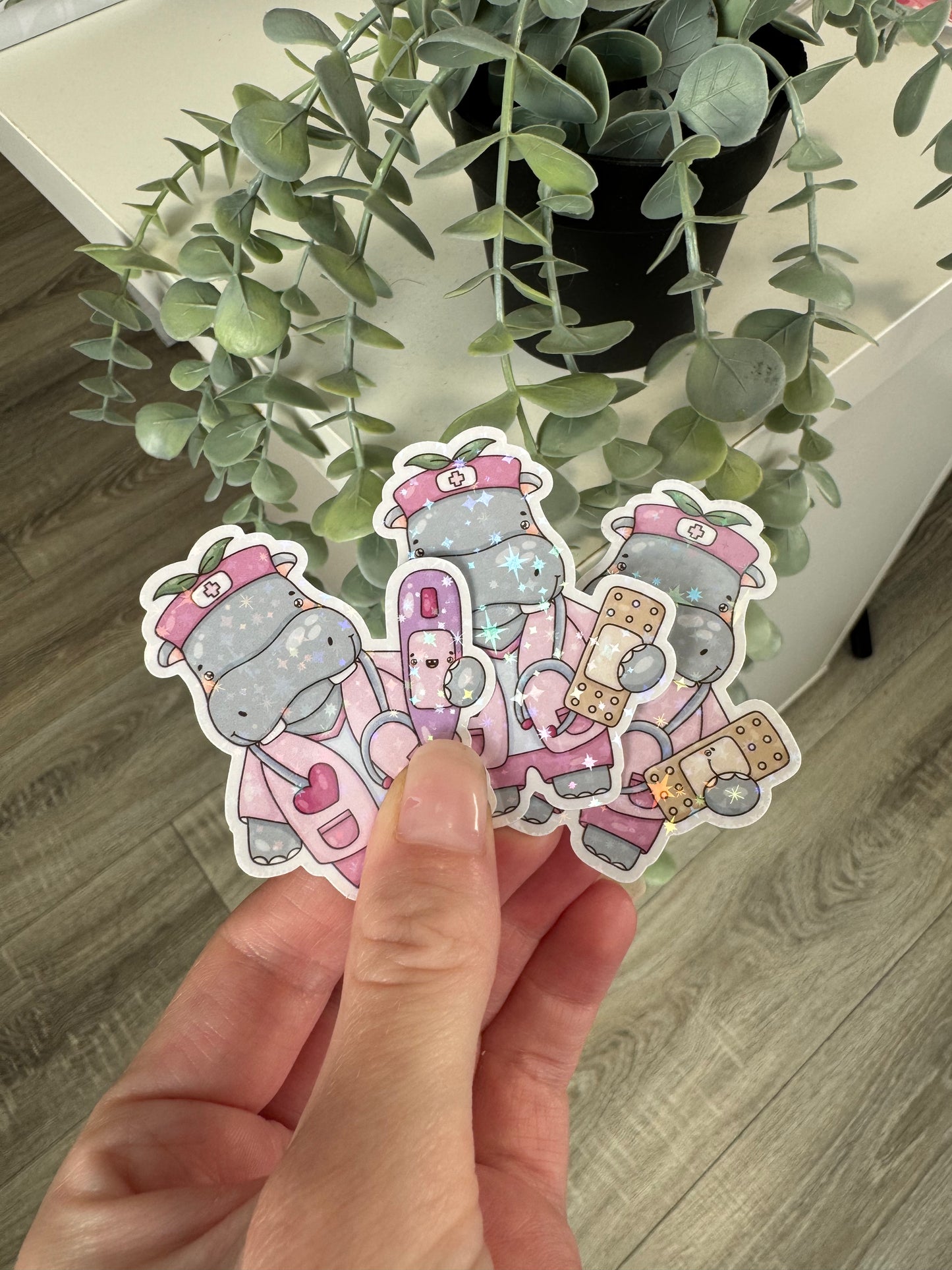 Sticker Nilpferd Krankenschwester kawaii