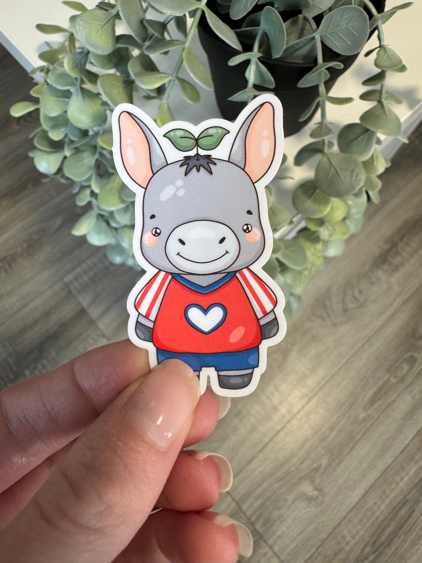 Sticker Esel im Trikot kawaii