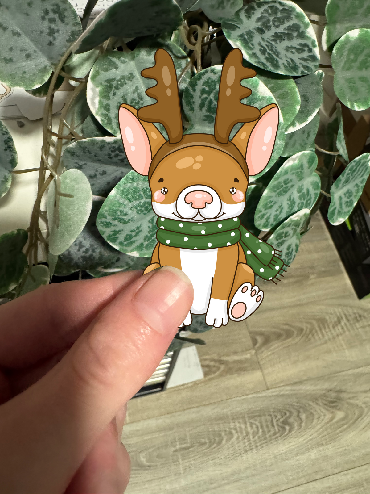 Sticker Weihnachten Dino Rentier kawaii Lesezeichen