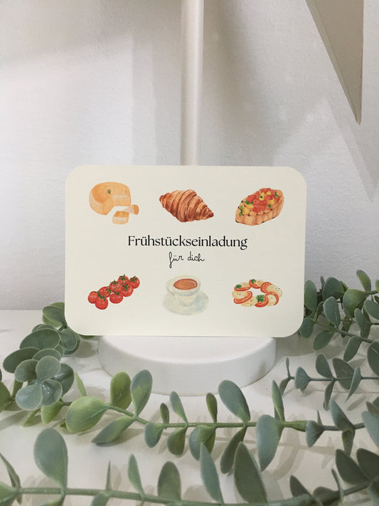 Karte minimalistisch Frühstückseinladung Liebe Karte für dich Geschenkidee Frühstück Brunch beste Freundin
