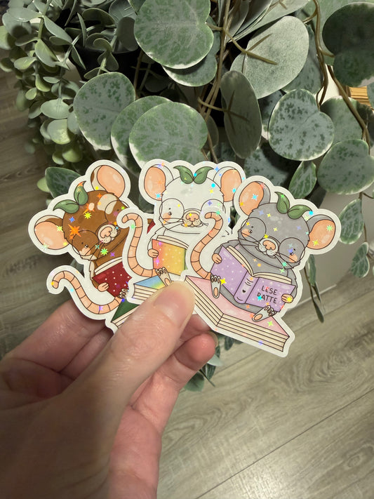 Sticker Lese Ratte kawaii