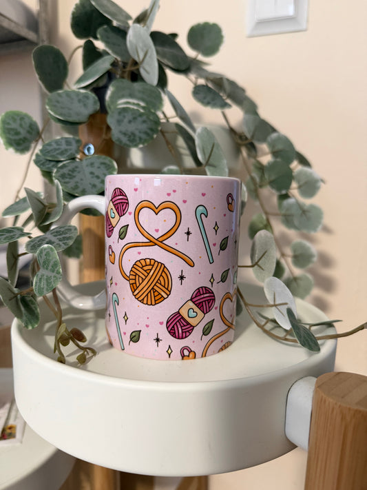 Tasse Häkeln Muster orange pink