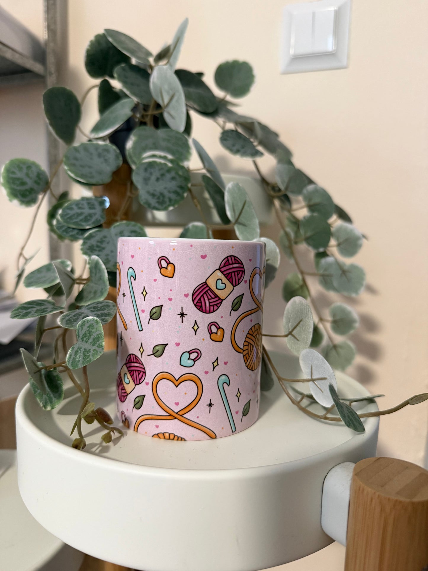 Tasse Häkeln Muster orange pink