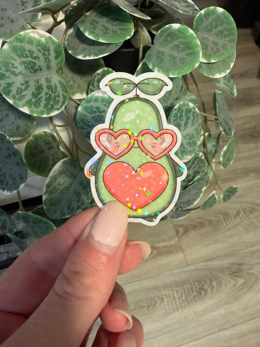 Sticker Avocado Herzbrille Valentinstag Lesezeichen