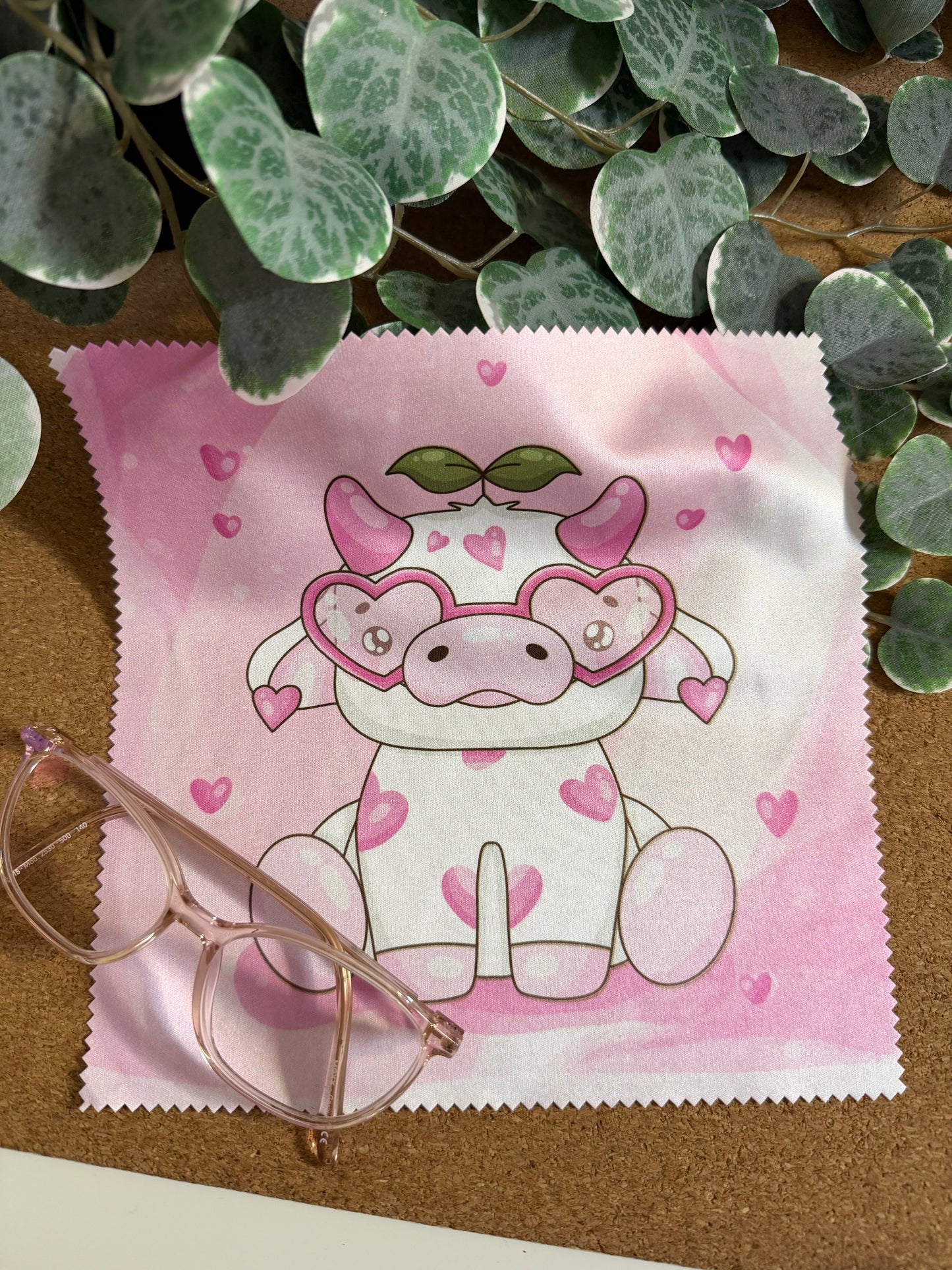 Brillenputztuch Valentinstag Kuh hochwertig