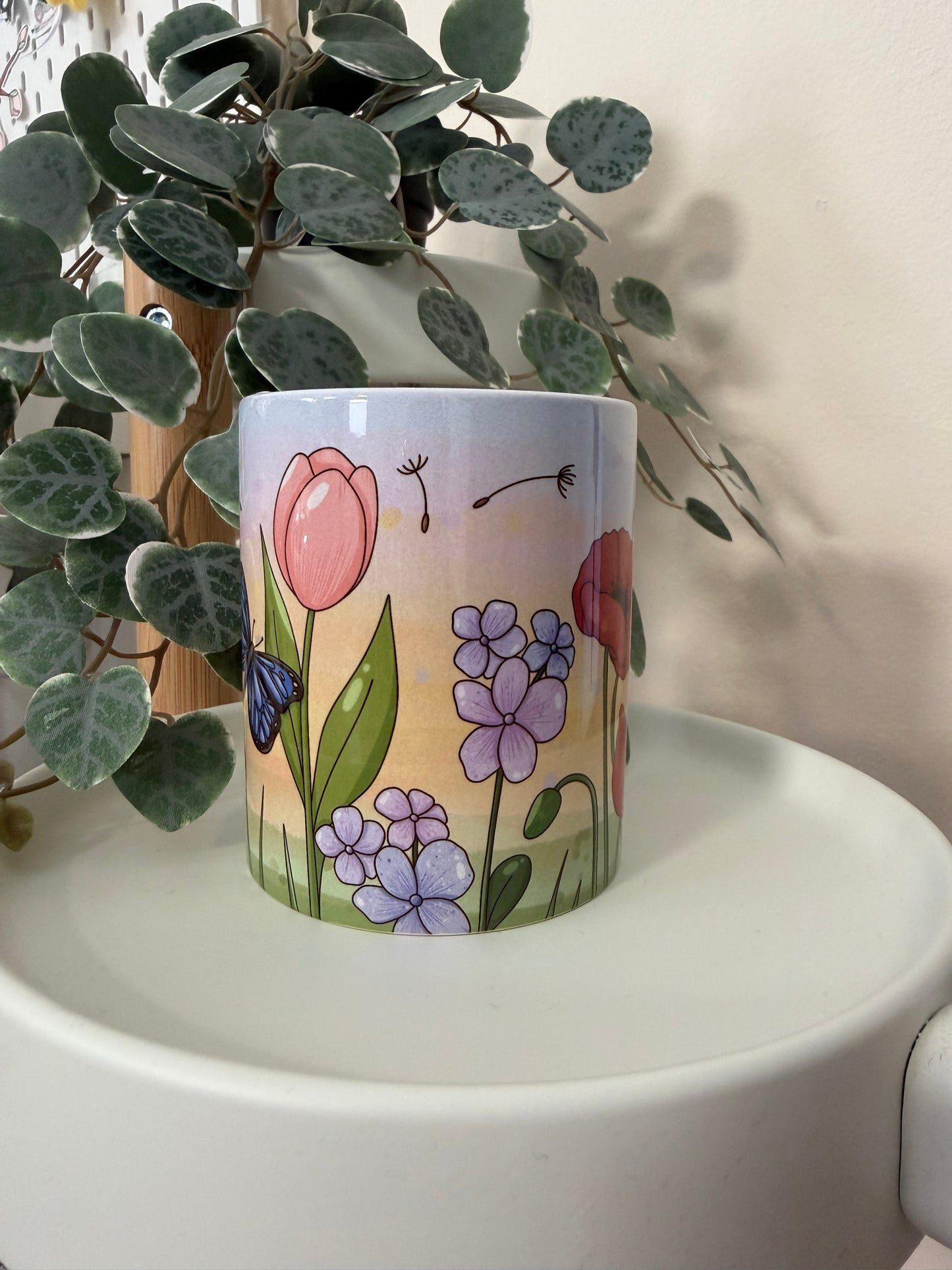 Tasse Blumenwiese Frühling Sonnenaufgang