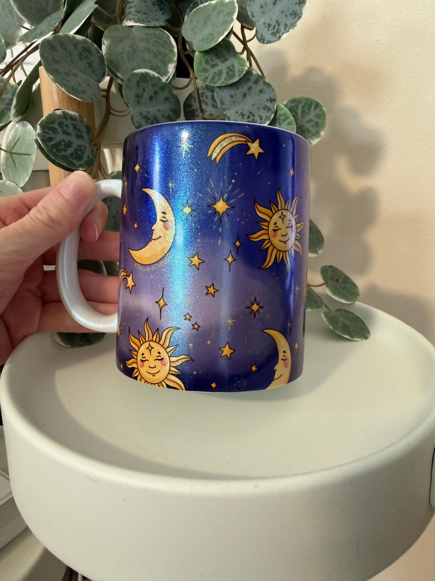Tasse Glitzer onne, Mond und Sterne