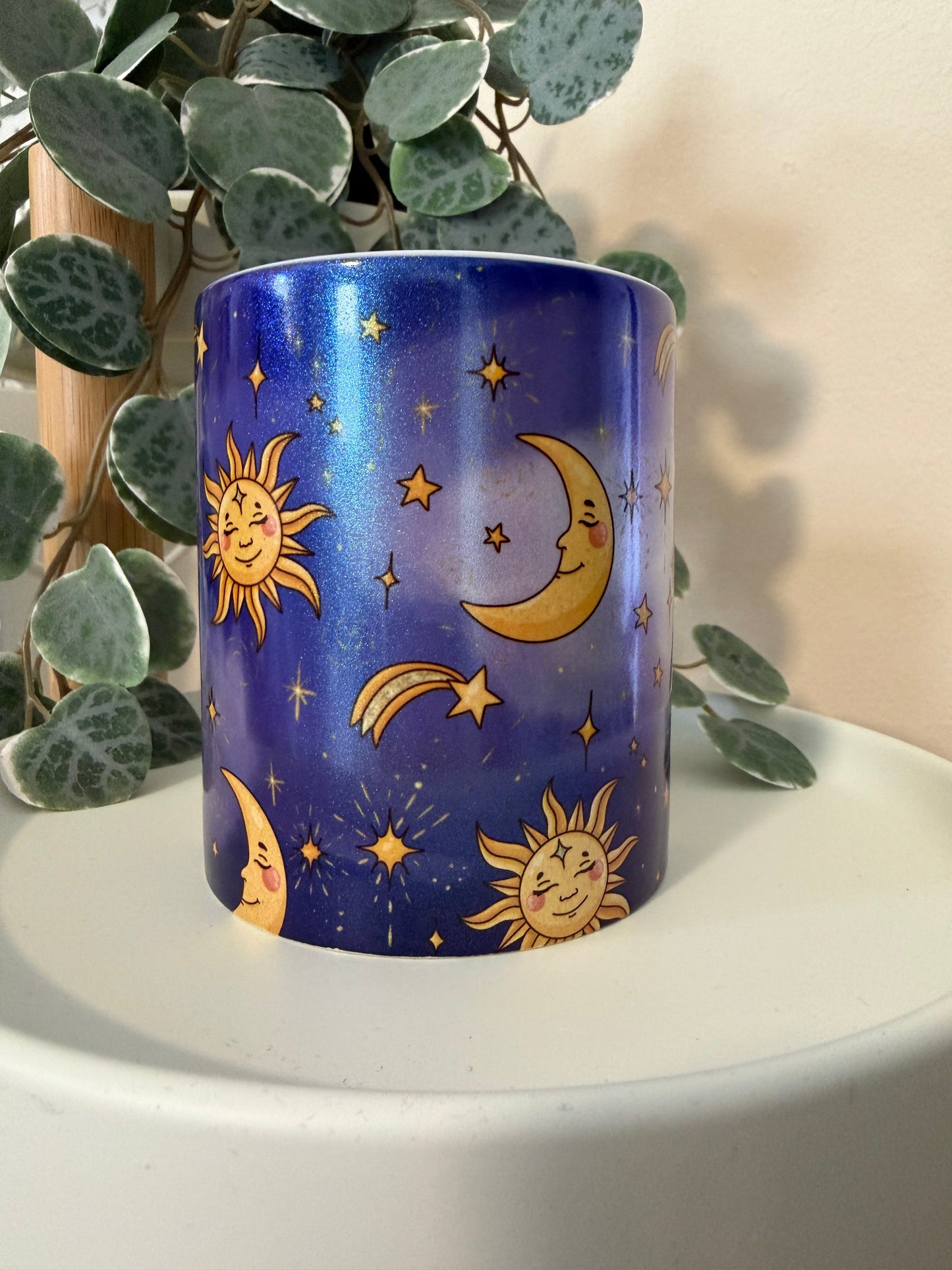 Tasse Glitzer onne, Mond und Sterne