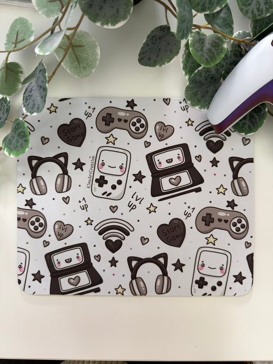 Mauspad schwarz weiß kawaii Gaming