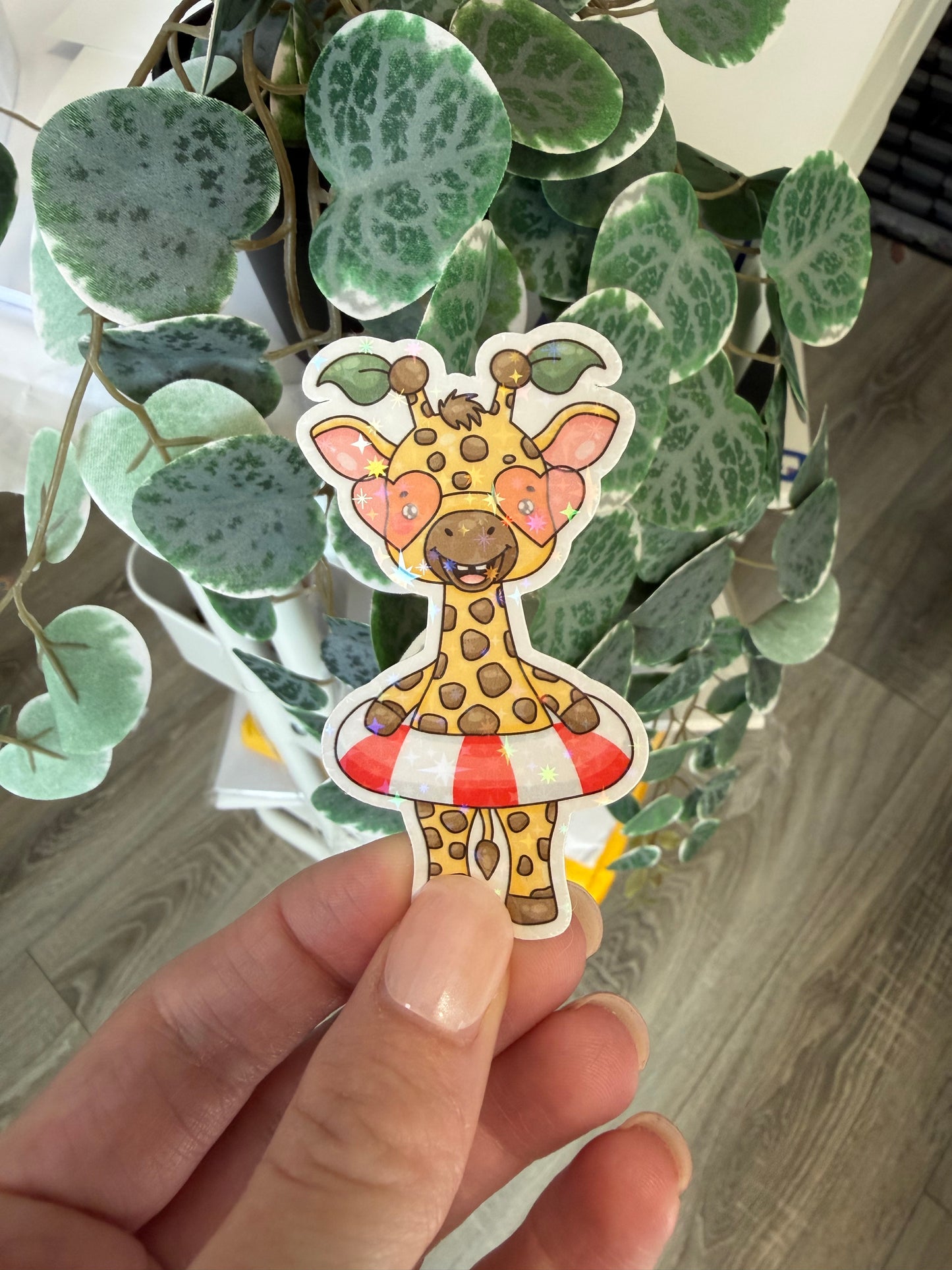Sticker Giraffe Schwimmring Sommer Lesezeichen