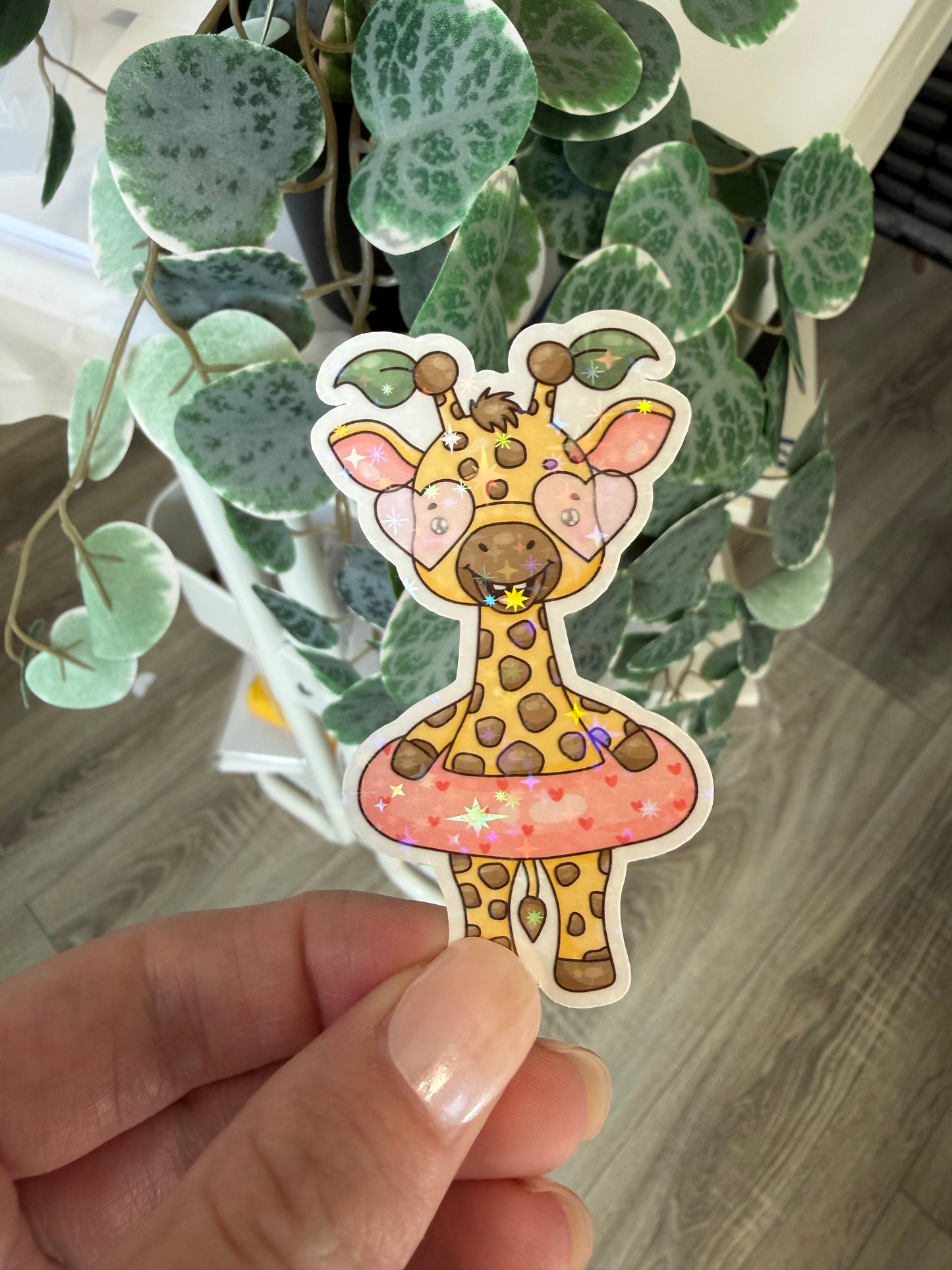 Sticker Giraffe Schwimmring Sommer Lesezeichen