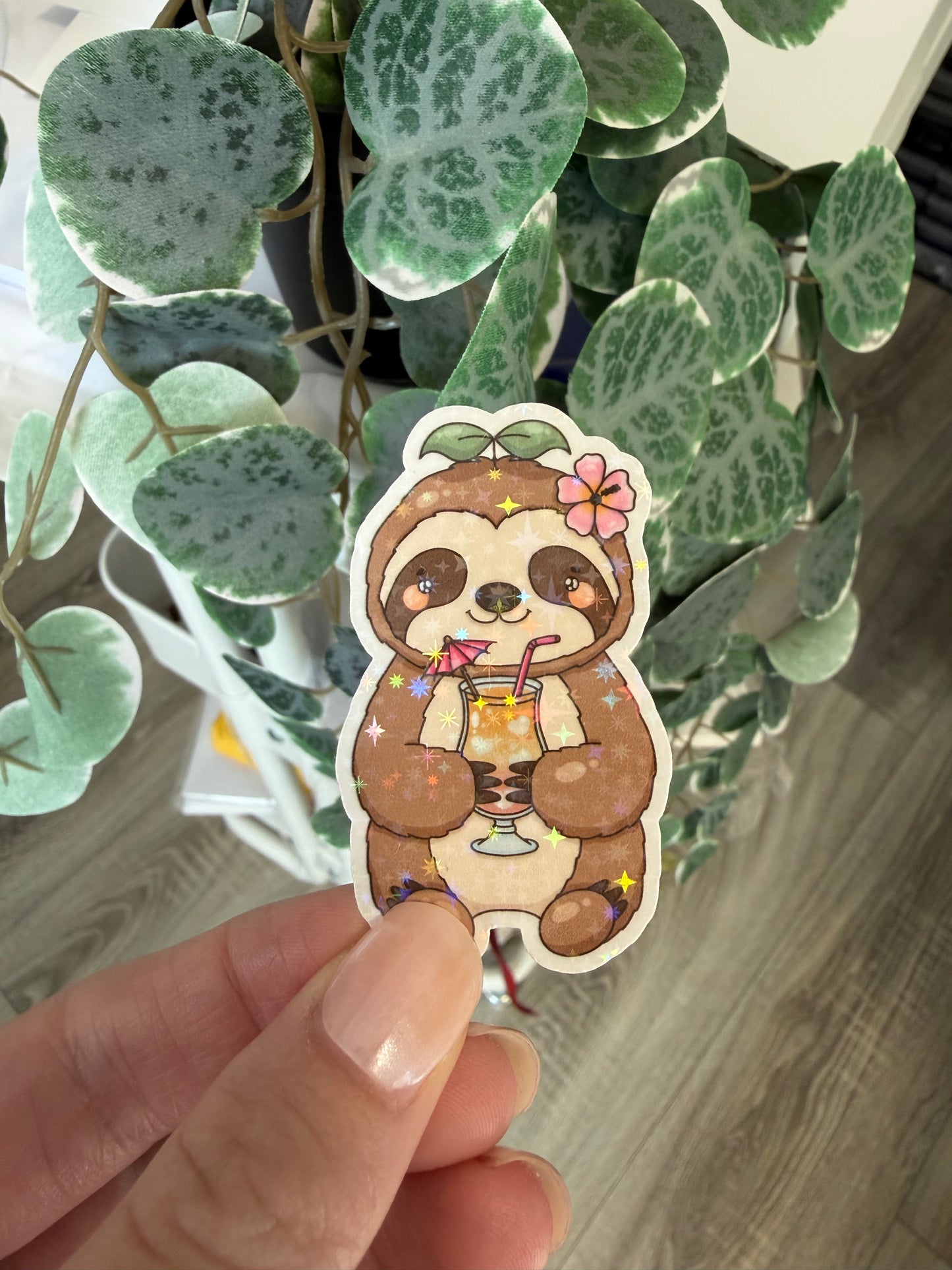 Sticker Faultier Cocktail Sommer kawaii Lesezeichen