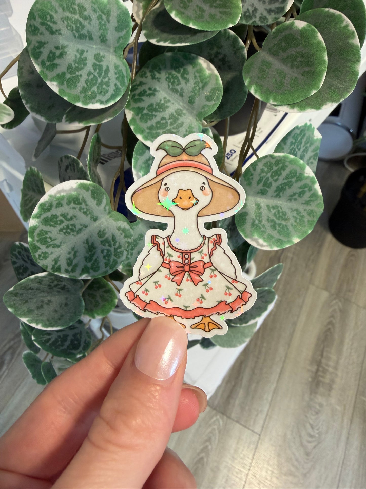 Sticker Gans im Kleid Sommer Lesezeichen