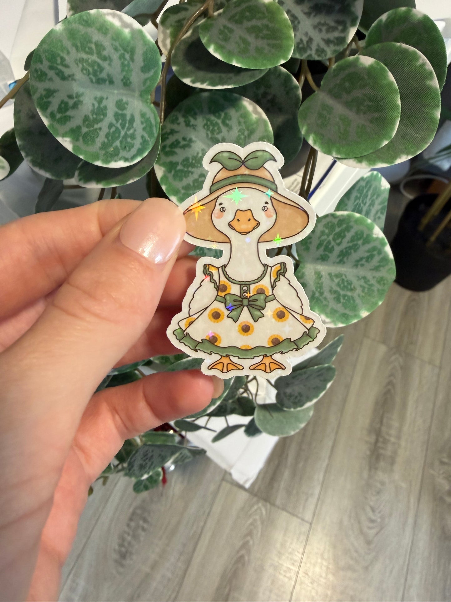 Sticker Gans im Kleid Sommer Lesezeichen