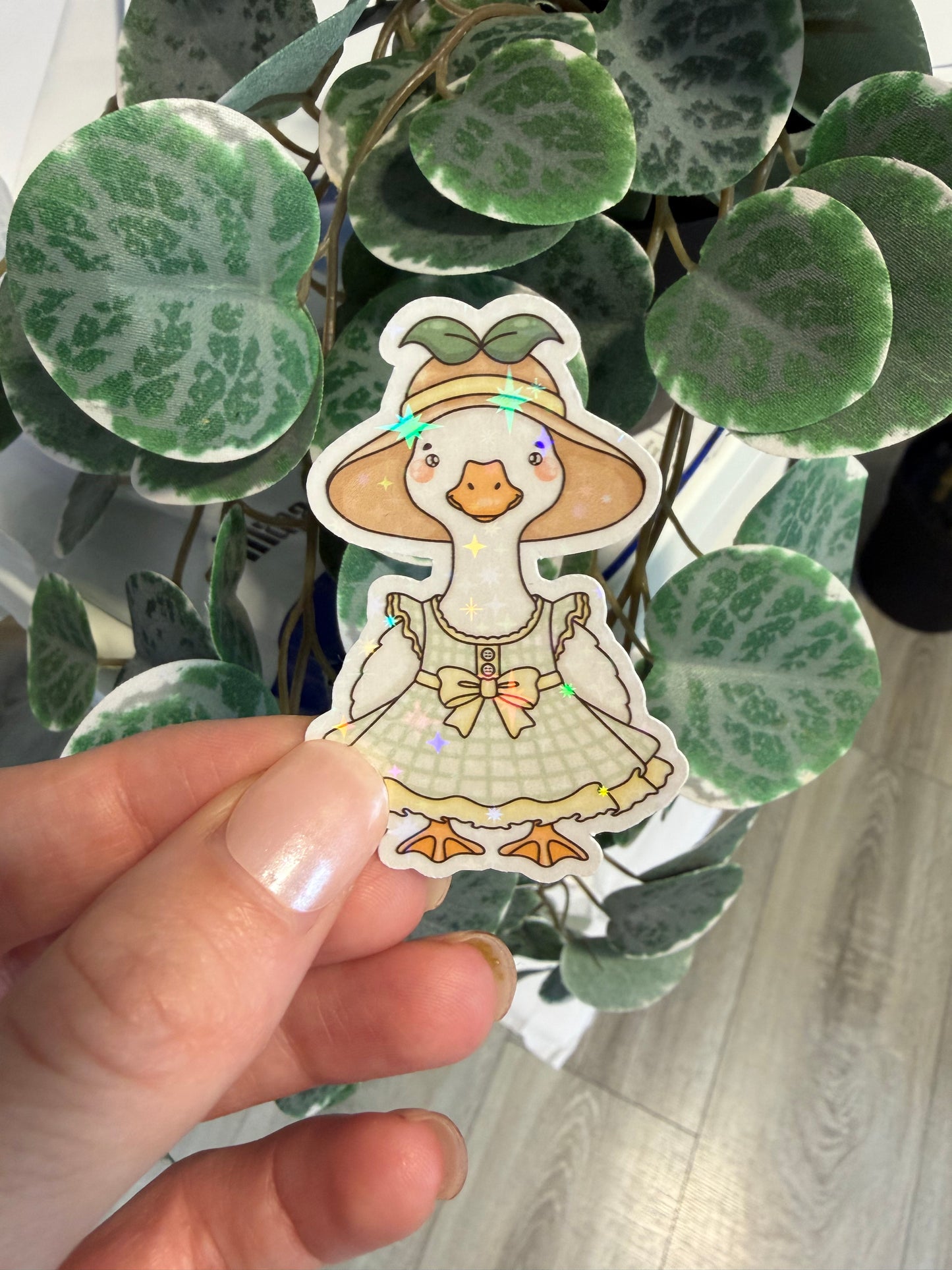 Sticker Gans im Kleid Sommer Lesezeichen