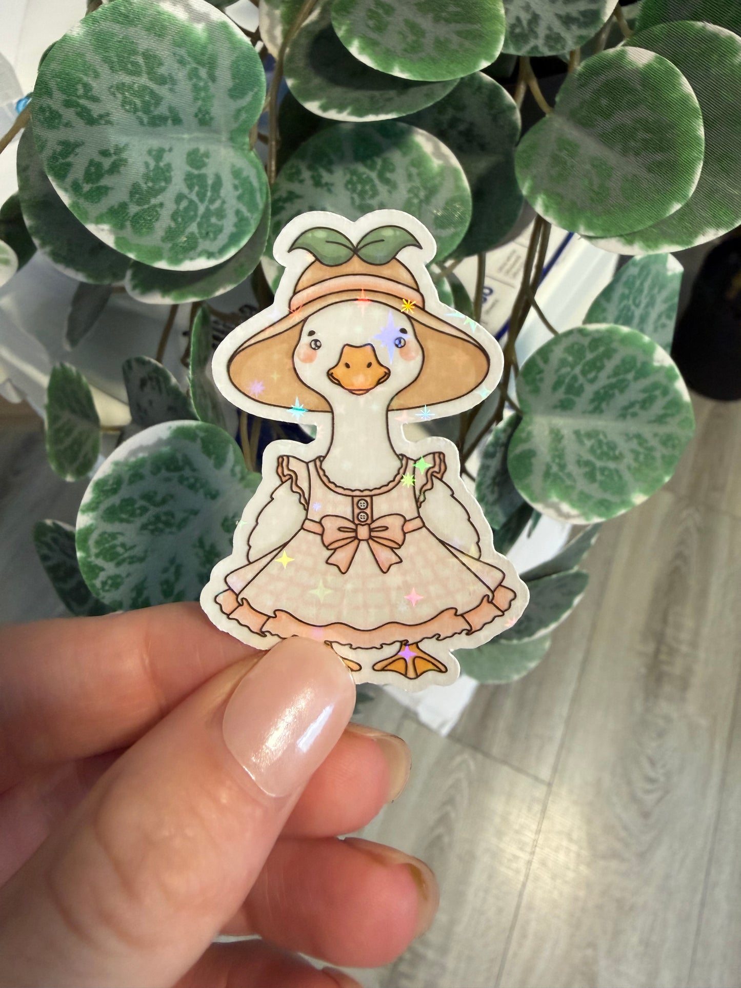 Sticker Gans im Kleid Sommer Lesezeichen