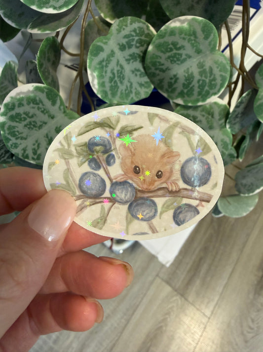 Sticker Haselmaus Blaubeeren kawaii Lesezeichen