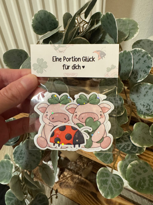 Glückschweinchen Portion Glück Kawaii Sticker cute Laptop Aufkleber