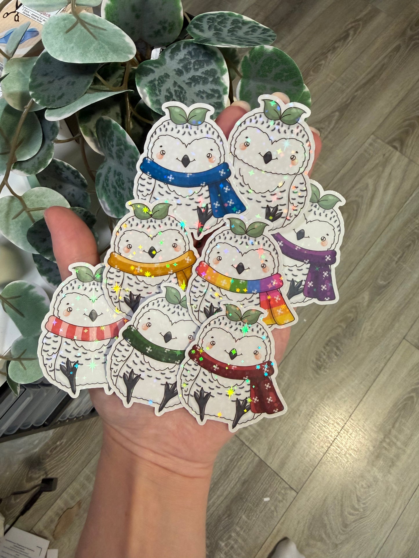 Sticker Schneeeule kawaii Lesezeichen