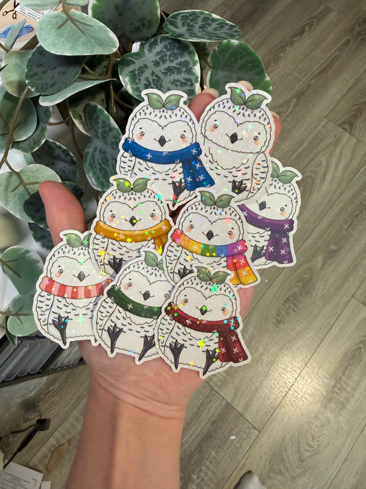 Sticker Schneeeule kawaii Lesezeichen