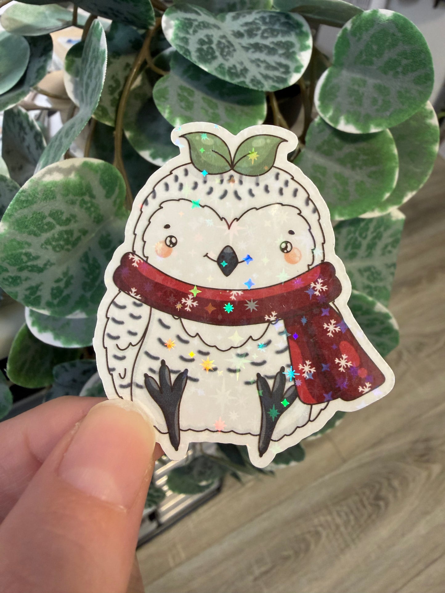 Sticker Schneeeule kawaii Lesezeichen