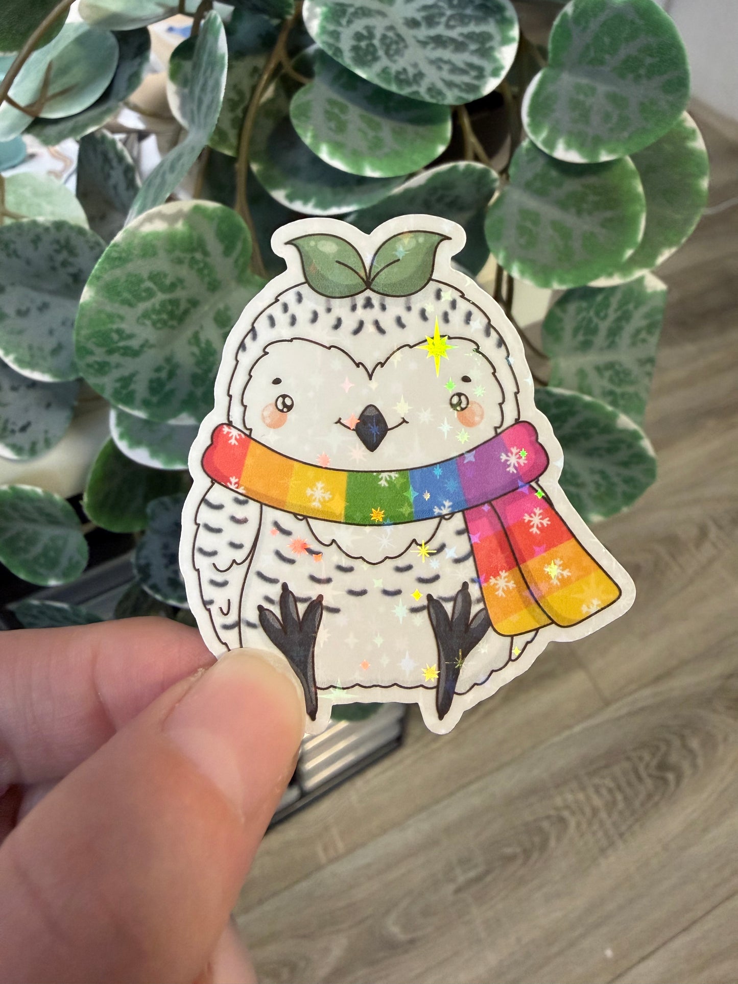 Sticker Schneeeule kawaii Lesezeichen