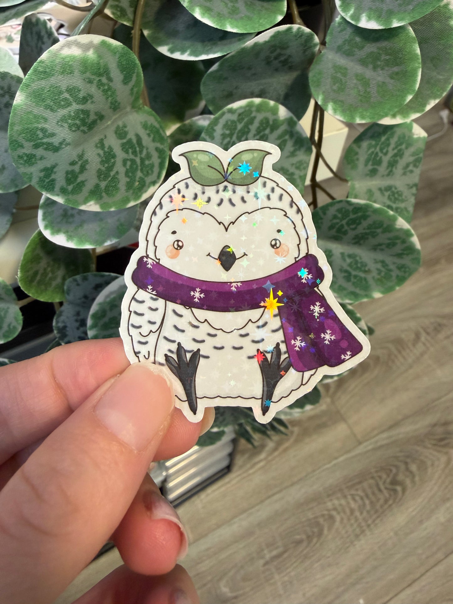 Sticker Schneeeule kawaii Lesezeichen