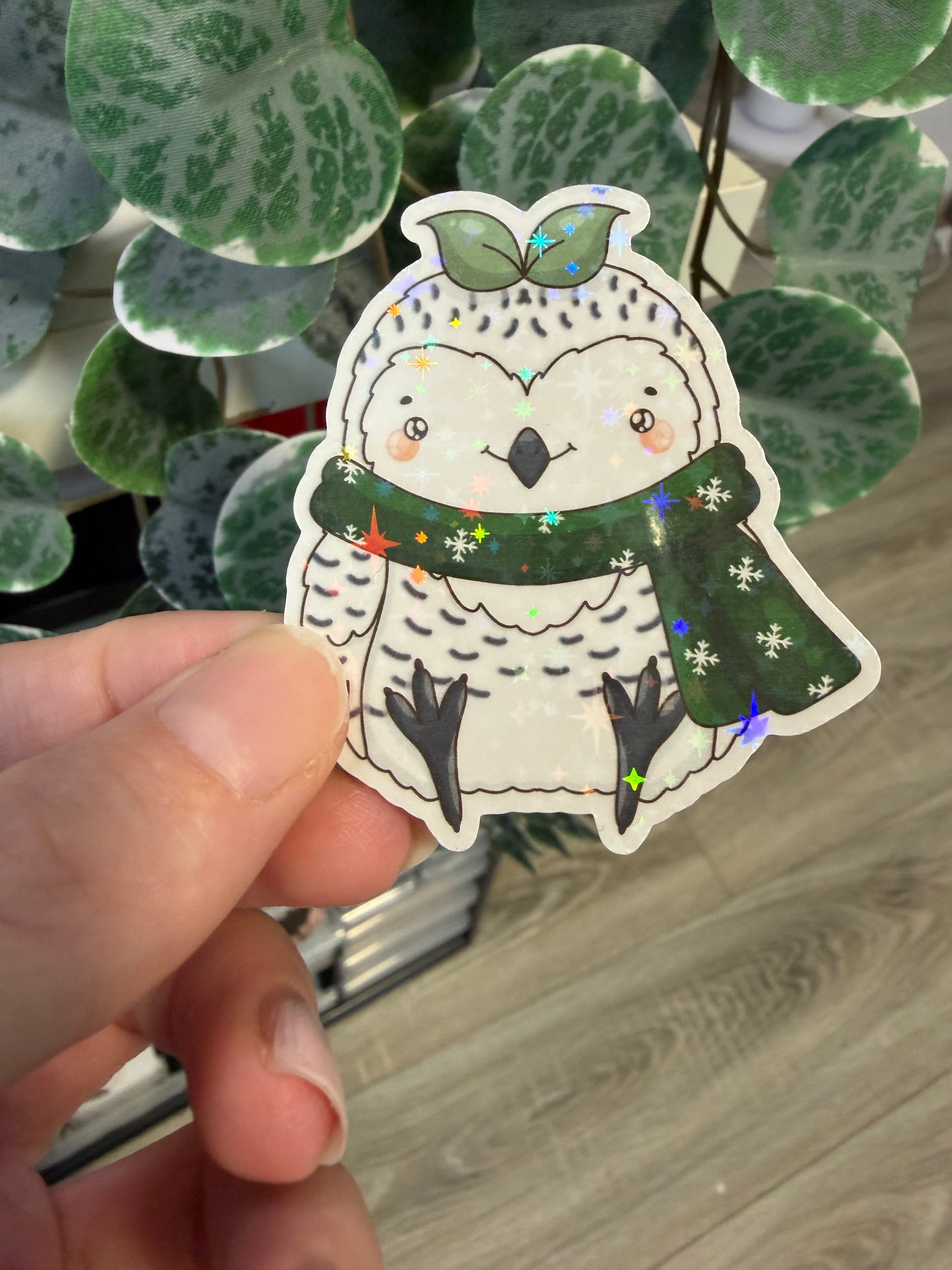 Sticker Schneeeule kawaii Lesezeichen