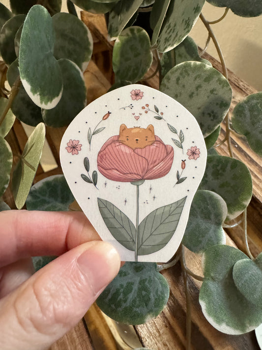 Kawaii Sticker Katze in Blume cute Laptop Aufkleber