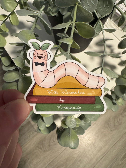 Kawaii Sticker Bücherwurm cute Laptop Aufkleber