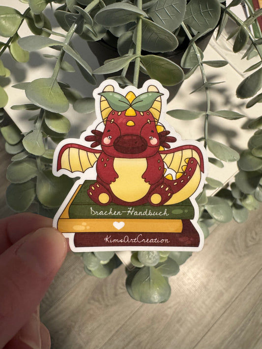 Kawaii Sticker Bücherdrache cute Laptop Aufkleber