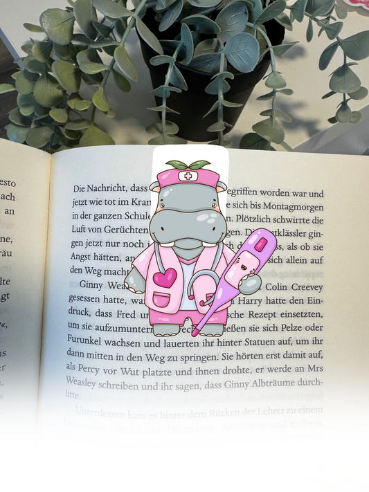 Lesezeichen Nilpferd Krankenschwester