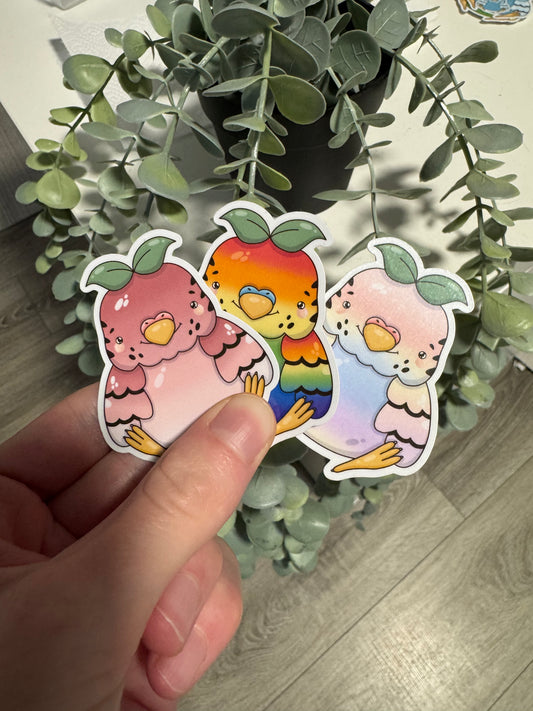 Kawaii Sticker Wellensittich bunt cute Laptop Aufkleber