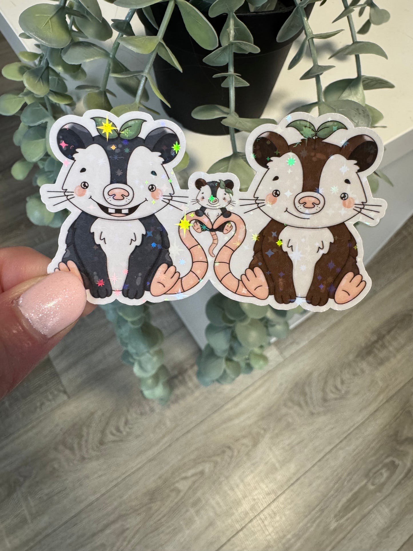 Sticker Opossum kawaii Familie