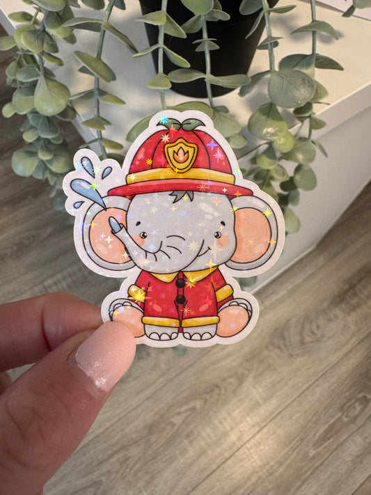 Sticker Elefant Feuerwehr kawaii