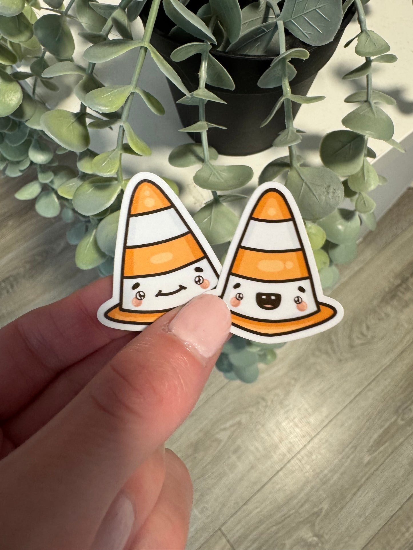 Sticker Baustellenfahrzeuge kawaii Bagger, Kipplaster, Hütchen und Zementmischer
