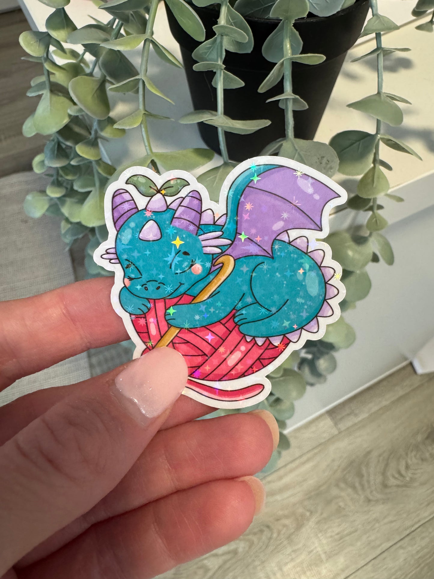 Sticker Drache Wolle kawaii häkeln