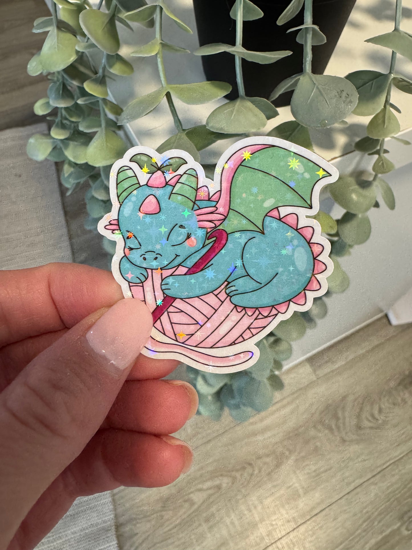Sticker Drache Wolle kawaii häkeln