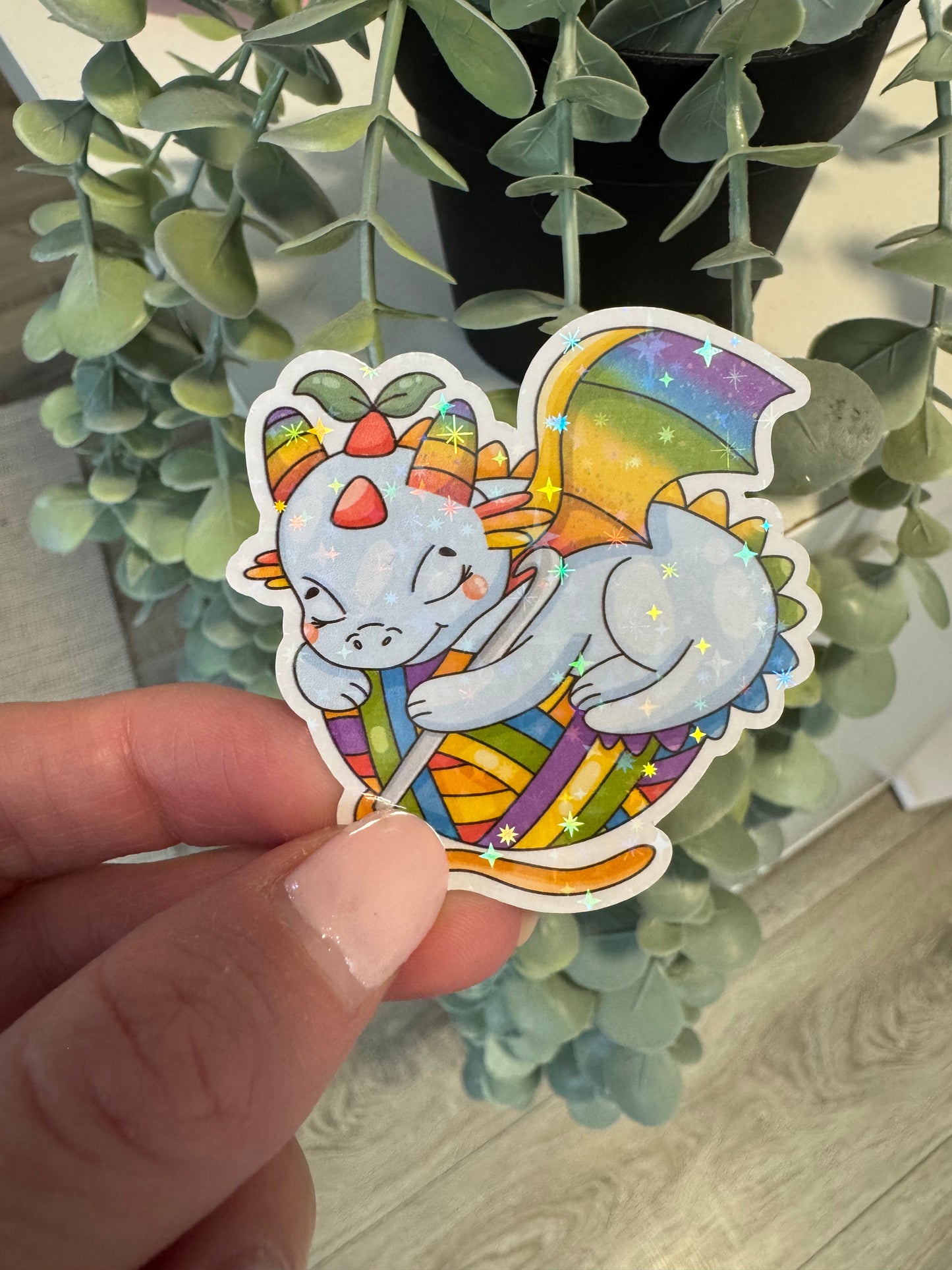 Sticker Drache Wolle kawaii häkeln